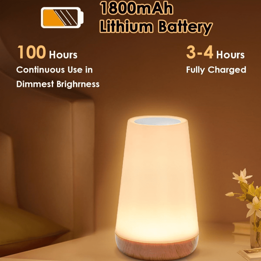 Dimmable Touch Night Light Table Lamp, 13 Colors RGB with 5 Brightness Levels, Rechargeable Portable Bedside Lamp for Bedroom Baby Room