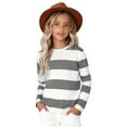 thumbnail image 4 of KAUOD Toddler Girls Cotton Striped Shirt Long Sleeve Crew Neck Pullover Sweatshirts Kids Soft Thermal Lined Sweater Clothes, 4 of 7