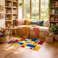 thumbnail image 2 of ODIKA 3'x5' Ultra-Soft Throw Mat, Hopscotch Modern Abstract Path With Checkerboard Arcade Motifs None Washable, Bare feet friendly, Easy Care Indoor rug for Bedside, Vanity, 2 of 7