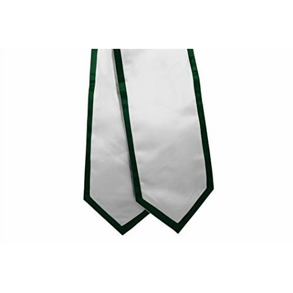 Honors Graduation Academic Stoles/Sashes with Classic End and Trim (White w/Forest Green Trim)