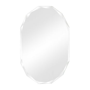 Decor Wonderland 23.6" x 31.5" Diamond Double Bevel Frameless Bathroom Vanity Mirror - Hangs Horizontally or Vertically