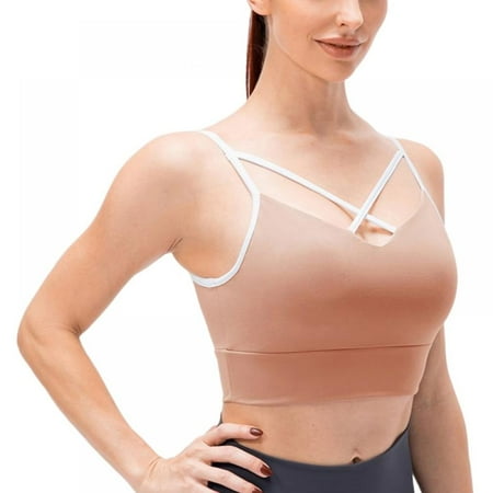 

Women Shock Proof Yoga Bra Gathered Running Sports Vest Solid Breathable Workout Fitness Bralettes