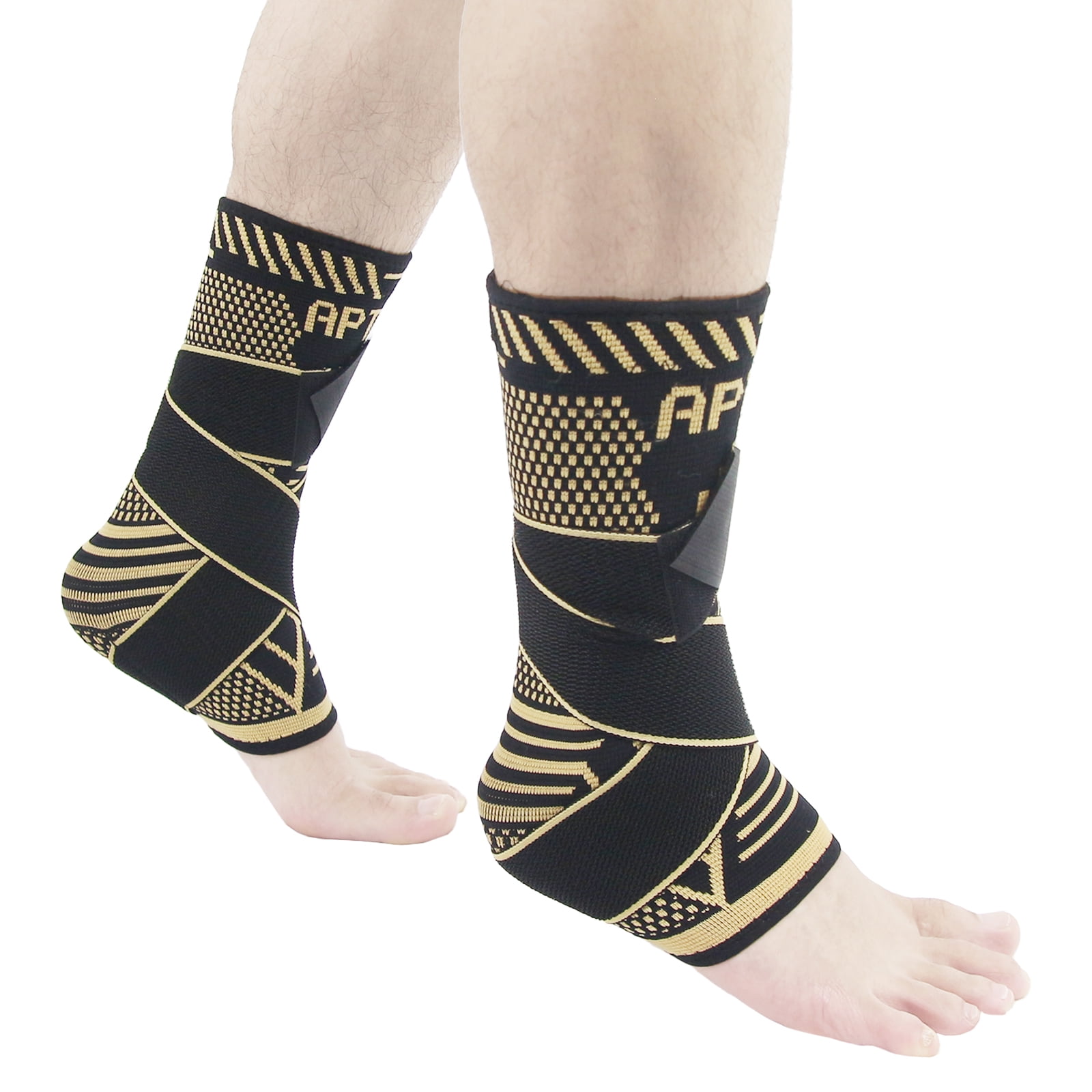 Aptoco Copper Ankle Brace with Adjustable Strap for Arch Support, Ankle Support Compression Sleeve Pain Relief, Achilles Tendon Brace