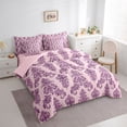 thumbnail image 3 of Castle Fairy Purple Hippie Damask Bedding Comforter Set,Bohemian Flower King Bedding Sets, 3 of 8