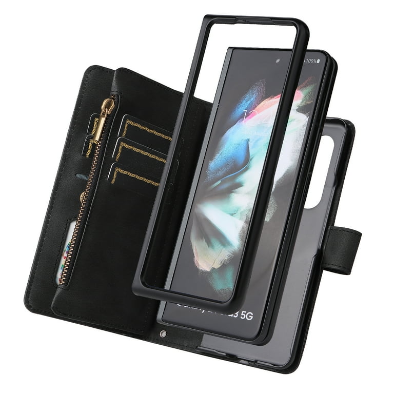 Galaxy Z Fold 3 Case, TECH CIRCLE Z Fold 3 Case Wallet for Women Men PU Leather Magnetic Flip Wrist/Shoulder Strap Zipper Card Holder Case for Samsung Galaxy Z Fold 3 Case, TECH CIRCLE Z Fold 3 Case Wallet for Women Men PU Leather Magnetic Flip Wrist/Shoulder Strap Zipper Card Holder Case for Samsung