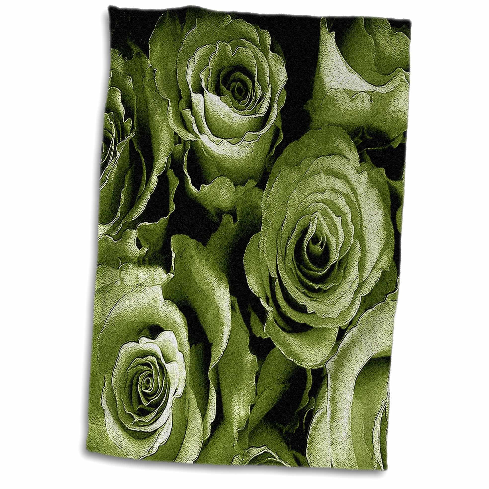 3dRose Close up of dreamy pale sage green rose bouquet Towel, 15 by