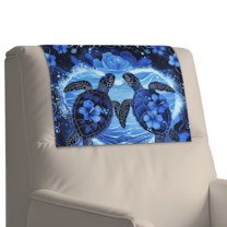 Xoenoiee Turtle Hibiscus Heart Print Recliner Headrest Cover Waterproof PU Leather Non Slip Anti Dust Furniture Protector for Sofa Theater Seat, 27 x 17 inch, 1 Pack