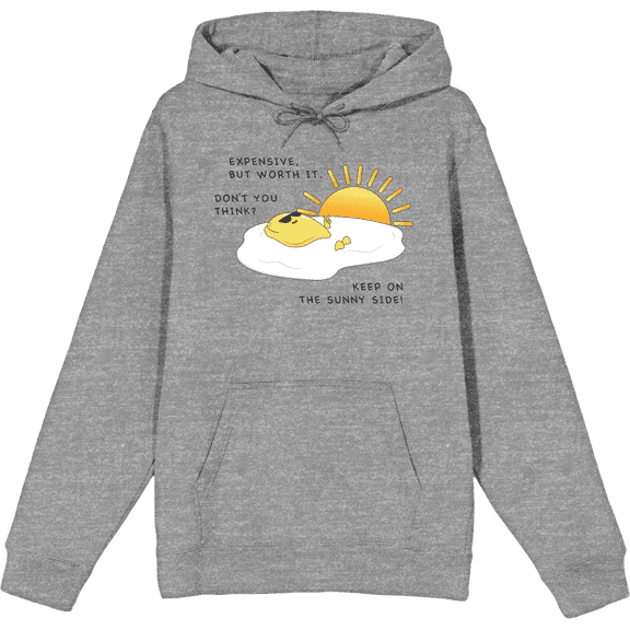 "Eggspensive Eggs - Keep On The Sunny Side" Adult Heather Gray Long Sleeve Hoodie-Medium