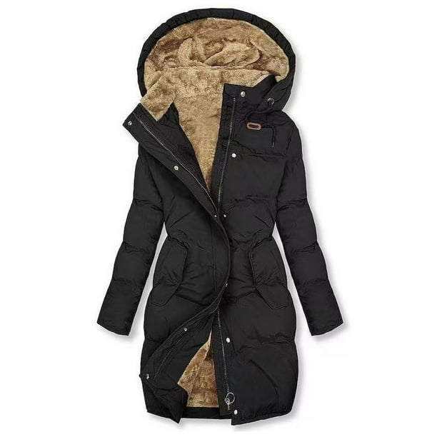 Chaquetas y abrigos casuales de manga larga con capucha para mujer, ropa de otoño e invierno, abrigo de algodón con capucha de color liso para mujer