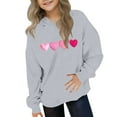 thumbnail image 2 of Atogsazn Children's Girls Valentine's Day Hoodies Kids Long Sleeve Pullover Swearshirt Loose Fit Tops Clothing 01-Gray 13-14 Years Fashion, 2 of 5
