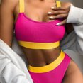 thumbnail image 2 of Sngxgn Bathing Suit for Women Print Swimsuits Criss-Cross Back V Neck Bathing Suits Padded Training Swimwear(Hot Pink,M), 2 of 6