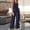 Dark blue, variant on Linen Sets for Women 2 Piece Summer Sleeveless Short Sleeve Top and Trousers Outfit Set Fashionable Plain Leisure Suit Loungewear with Pockets Wide Leg Pants Tracksuit Lounge Matching Sets