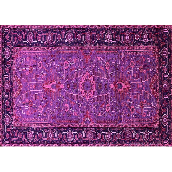 Ahgly Company Machine Washable Indoor Rectangle Oriental Pink Industrial Area Rugs, 7' x 9'