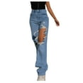 thumbnail image 2 of Gibobby Black Jeans Women Stretch Ripped High Waisted Jeans Frayed Raw Hem Distressed Denim Pants with Hole, 2 of 5
