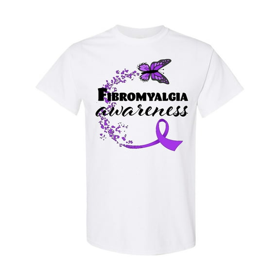 Inktastic Fibromyalgia Awareness Butterfly Ribbon T-Shirt