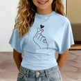 thumbnail image 4 of JAJAHO Kids Girls Clothes Short Sleeve T Shirts For Girl Crew Neck Stretchy Slim Fit Graphic Summer Fashion Clothing 3-14Y Stylish Tops, 4 of 5