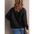 thumbnail image 1 of ABPHQTO Chaqueta de mujer de pana negra con bolsillo abotonada, 1 of 5