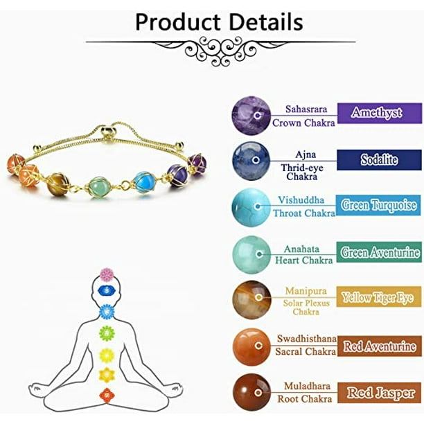 7 Chakra Crystal Stone Bracelet Silver Owl Charms Yoga Healing Jewelry  Unisex
