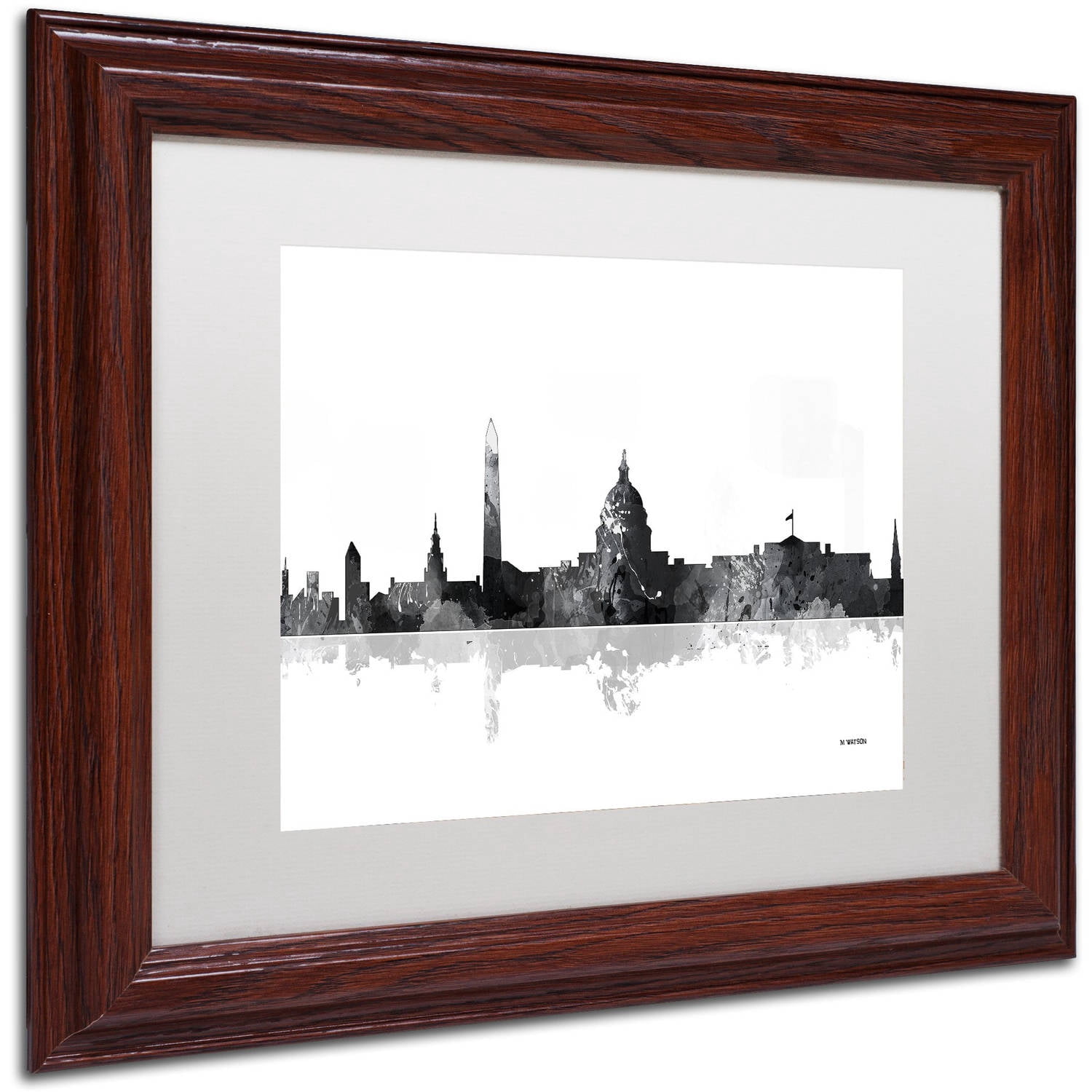 Trademark Fine Art "Washington DC Skyline BG-1" Canvas Art by Marlene Watson, White Matte, Wood Frame
