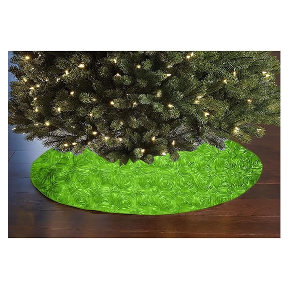 Floral Ribbon Rosette Tree Skirt Christmas Decoration 52" Round Holiday Event Tree Décor (Lime Green)