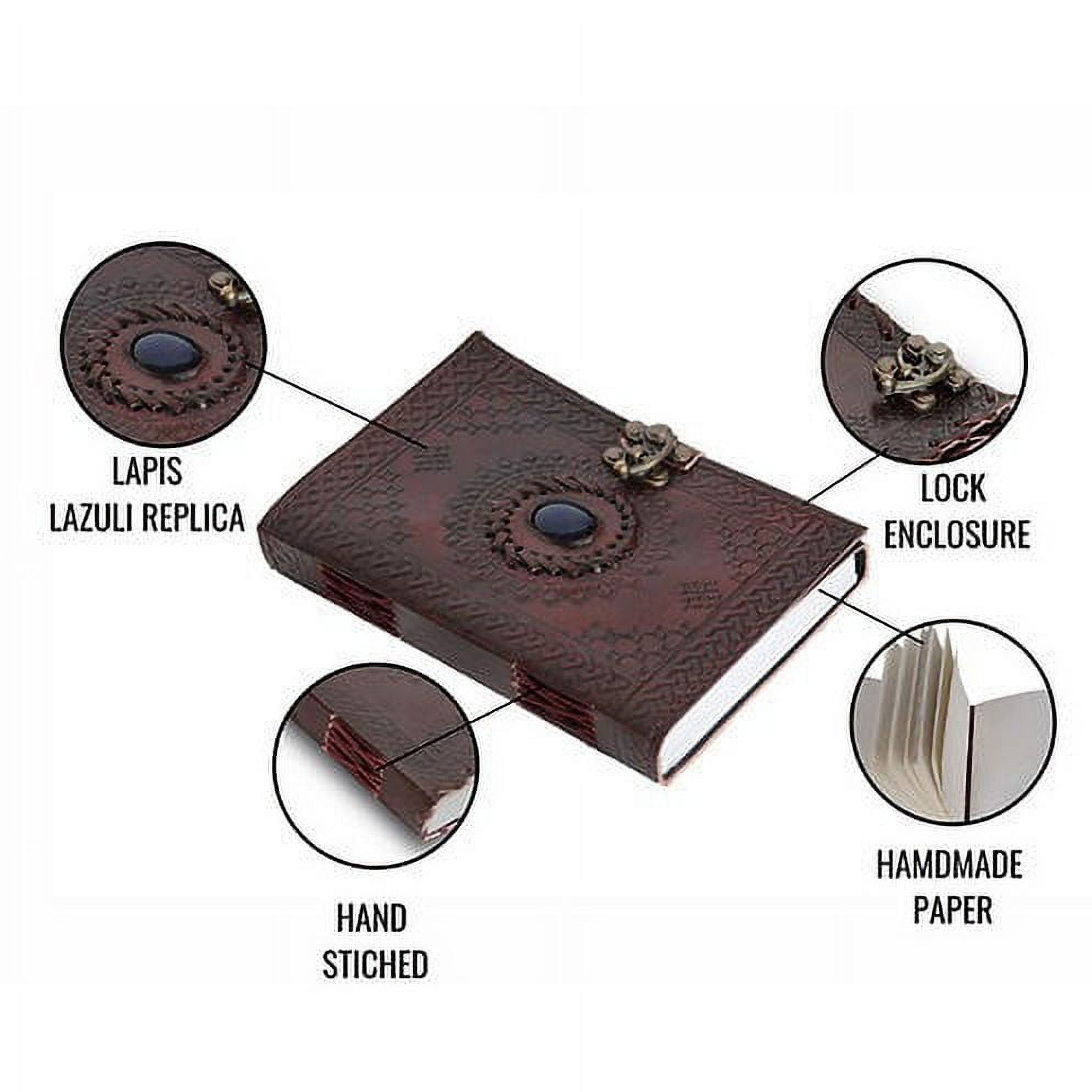 Jaald Leather Journal with Blue Stone Refillable Blank Notebook Diary Sketchbook Travel Journal Daily Planner Writing Pad Gift for Writers