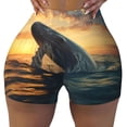 thumbnail image 2 of Fuzoiu Sunset Ocean Whale Print Women's Workout Shorts,Workout Biker Shorts Women,Exercise Fitness Shorts,Scrunch Short, Athletic Shorts for Gym Yoga Running Sport Active-XX-Large, 2 of 8