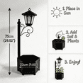 thumbnail image 4 of DJGIFI Solar Lamp Post Light with Planter, 1-Pack LED Outdoor Floor Lamp, Waterproof 3000K Warm White, 29.5in Tall, Matte Black, 4 of 6