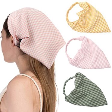 4 Pieces Elastic Hair Scarf Headband Print Vintage Turban Hair Scarves Cotton Headwrap Triangle Kerchief Head
