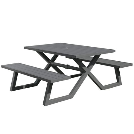 Vivere Banquet Deluxe 5ft Charcoal Aluminum Picnic Table