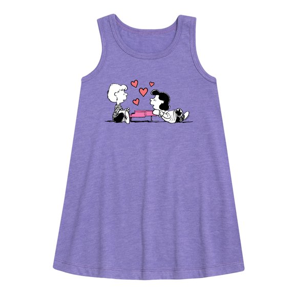 Peanuts - Lucy And Schroeder Heart Thoughts - Toddler and Youth Girls A-line Dress