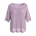 thumbnail image 4 of XIAONU Off Shoulder Open Knit Pullover Sweater for Women Short Sleeve Loose Fit Beach Casual Cover Up Top, 4 of 4