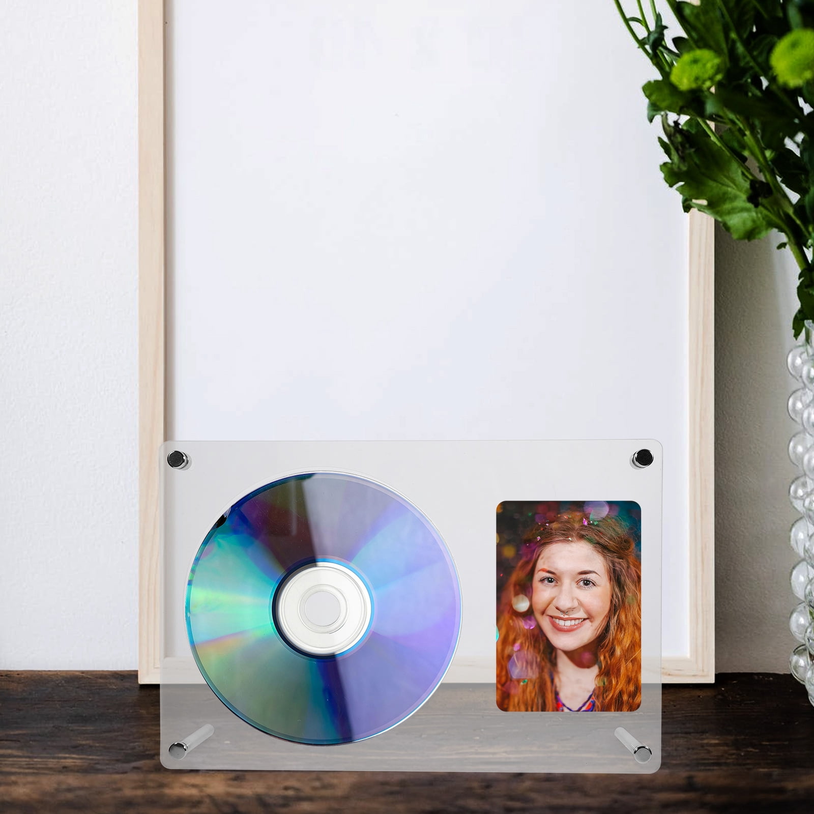 FRCOLOR Acrylic CD Stand Rack Desktop Standing CD Stand Rack Blank Photo Holder for DIY Crafting