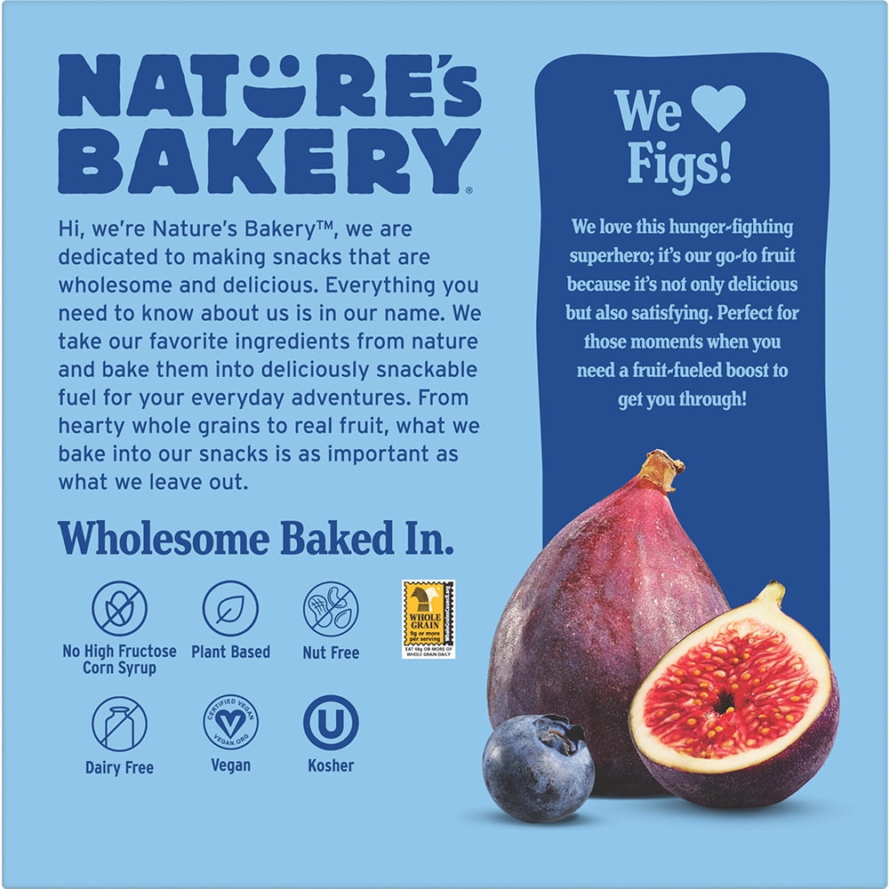 Nature's Bakery Blueberry Fig Bar Minis, 1 oz Snack Bars (60 Ct), Vegan, Non-GMO, Plant-Based