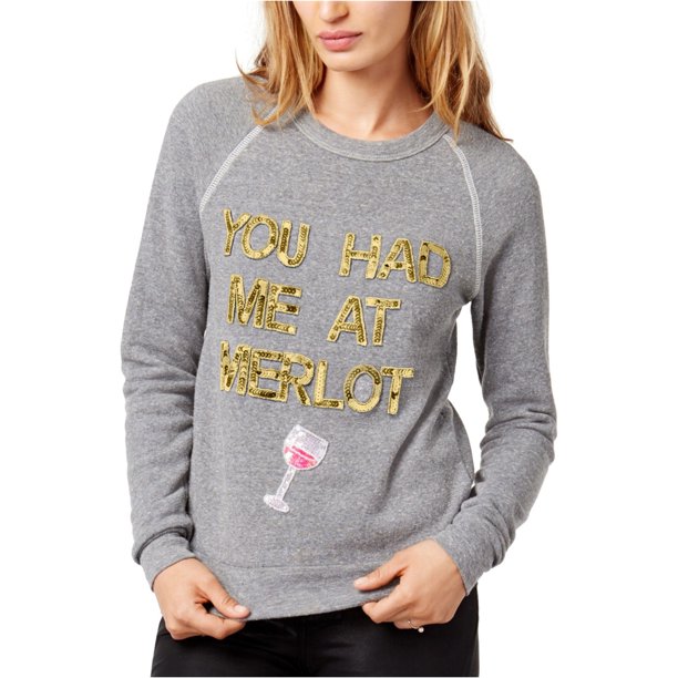 Sudadera Bow & Drape You Had Me At Merlot para mujer gris grande