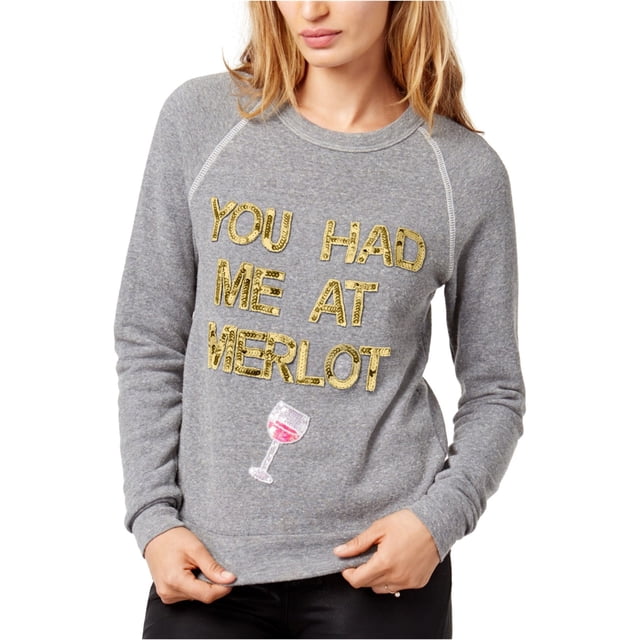 Sudadera Bow & Drape You Had Me At Merlot para mujer gris grande