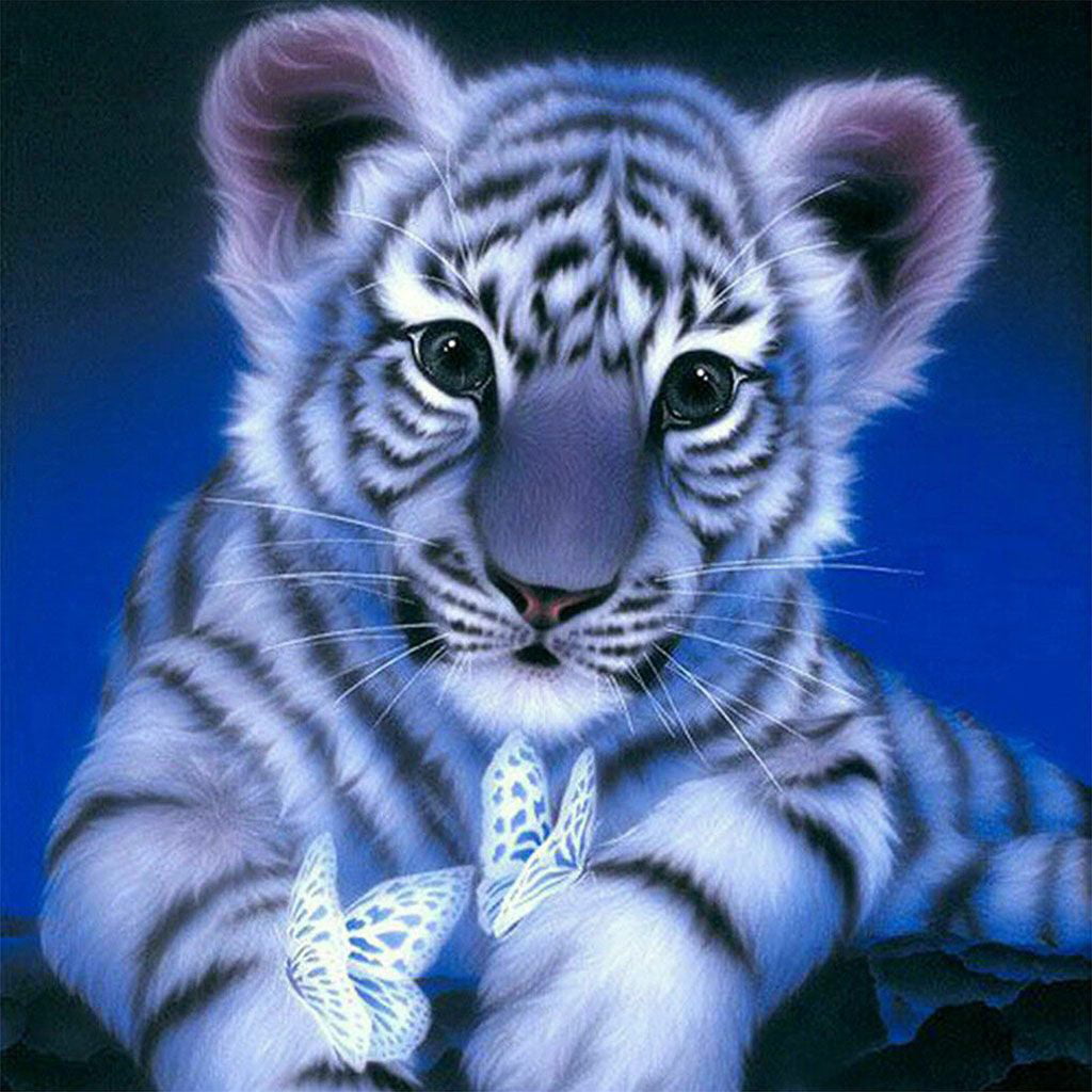 Cute Tiger Square Rhinestone Embroidery Cross Stitch Ornaments Arts Craft Canvas Wall Decor DIY 5D Diamond Painting by Number Kit