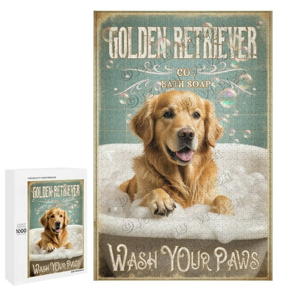 Jigsaw Puzzles 1000 Pieces for Adults, Families Golden Retriever 1000 Piece Jigsaw Puzzle - Wooden Puzzles - Challenging Puzzle Perfect for Game Nights