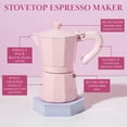 thumbnail image 5 of Paris Hilton Stovetop Espresso And Coffee Maker Italian & Cuban Style Coffee Pot With Iconic Heart Knob Perfect For Rich Aromatic Espresso Makes Up To 6 Espresso Cups Pink, 5 of 5