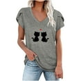 thumbnail image 2 of LOVZFMLL Hauts d'Été pour Femmes Mode T-shirt Décontracté à Manches Courtes Col en V Imprimé Blouse, 2 of 4