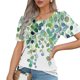thumbnail image 5 of Tops de Cuello Redondo para las Mujeres de Manga Corta Plisada Impresa, Blusa de Poliéster Casual para el Uso Diario, 5 of 6