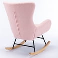 thumbnail image 2 of Modern Velvet Rocking Chair, Teddy Fabric Padded Seat Accent Chair with High Backrest & Armrests & Solid Wood Legs, Lambswool Armchair Single Sofa Chair for Living Room Bedroom Playroom, Pink, 2 of 7