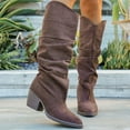 thumbnail image 2 of Brown Ladies Boots With Suede Material Block Heel Sturdy Construction Versatile For Casual And Dressy Looks, 2 of 9