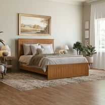 Nantucket Queen Low Profile Platform Bed with Matching Footboard in Light Toffee