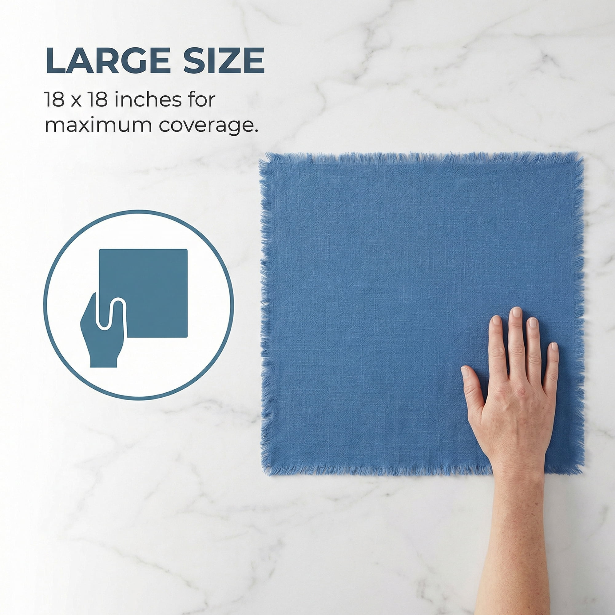 Unique Bargains Soft Absorbent Cotton Linen Kitchen Towels 4 Pack Blue 18" x 18"