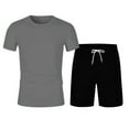 thumbnail image 4 of RUTAYY Men's Outfits Short Sleeve Round Neck Solid Color T-Shirts and Shorts with Pocket 2 Piece Travel Elegant Clothing Sets, 4 of 6