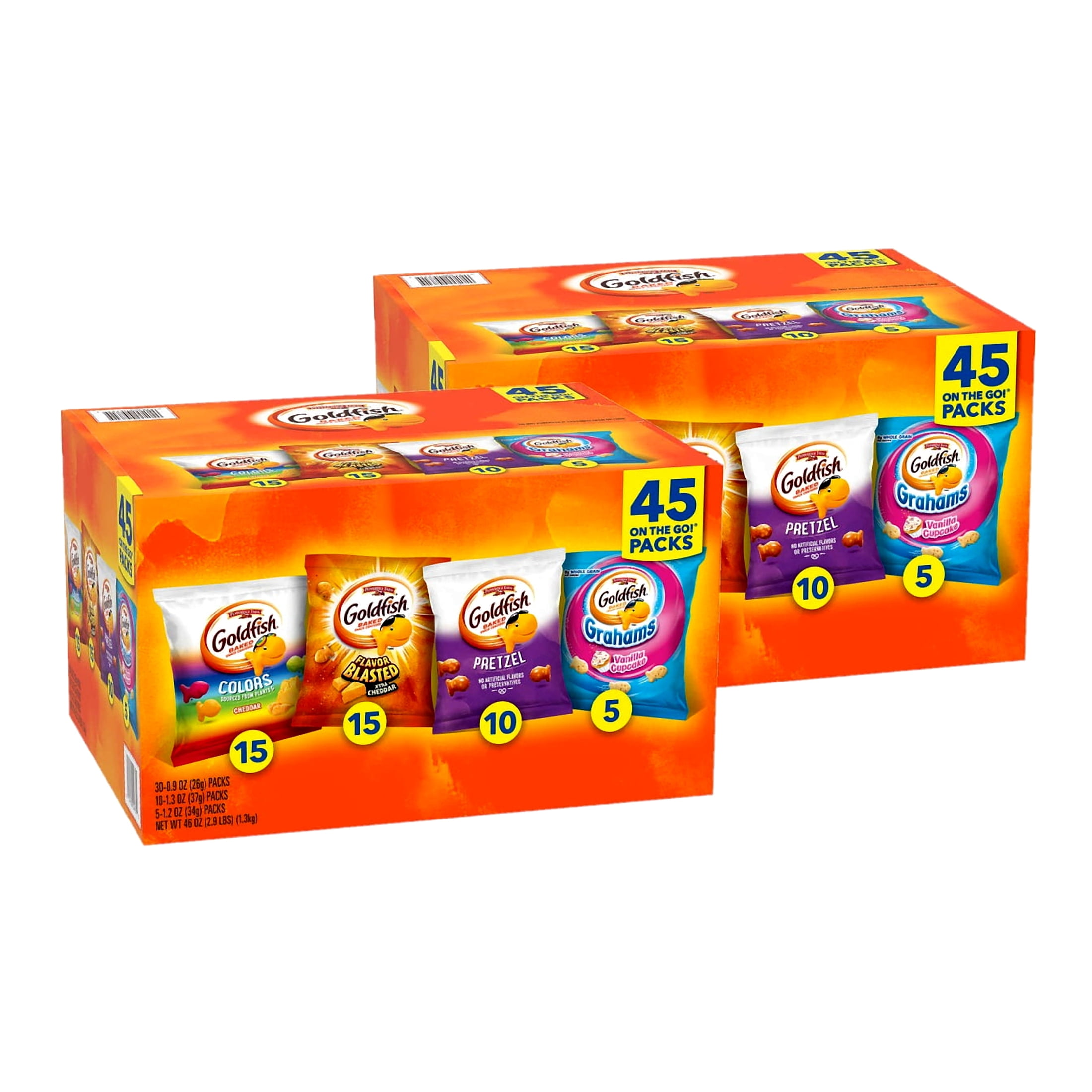 2 Pack | Goldfish Baked Snack Crackers, Variety Pack, 45 ct