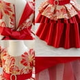 thumbnail image 6 of Delliss Girls Vintage Crew Neck Bubble Sleeve Trendy Princess Dress Red 18 Months, 6 of 6