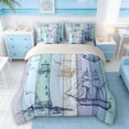 thumbnail image 3 of Manfei Vintage Lighthouse Ship Rudder Anchor Bedding Comforter Set for Kids Boys and Girls, Nautical Print King Bedding Sets, Gray Reversible 7-Piece, 3 of 6