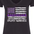 thumbnail image 4 of Inktastic Epilepsy Awareness Purple Ribbons and Flag Women's V-Neck T-Shirt, 4 of 5
