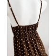thumbnail image 5 of Brown Polka Dot Ruffle Hem Tie-Front Spaghetti Strap Cami Mini Dress, 5 of 6